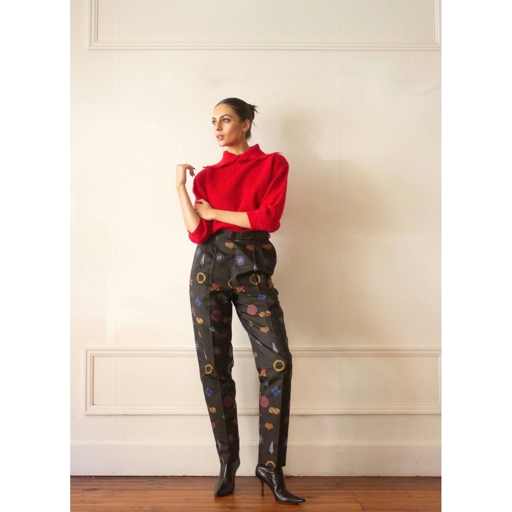 Todd Oldham 1993 Silk Jacquard Cigarette Pants